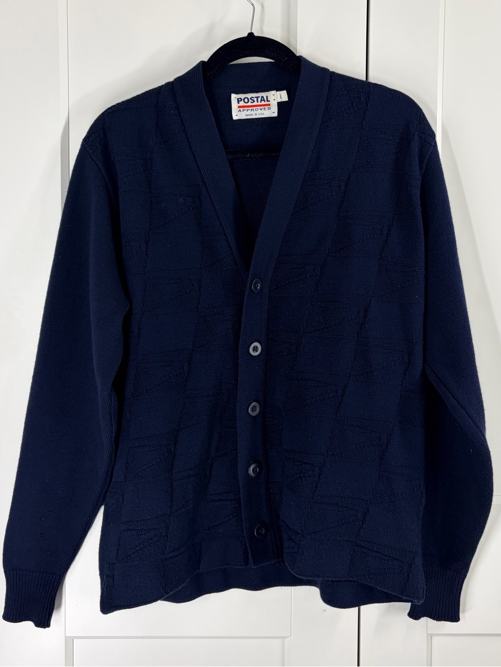 Postal Navy Button-Up Men's Cardigan Sweater | L
